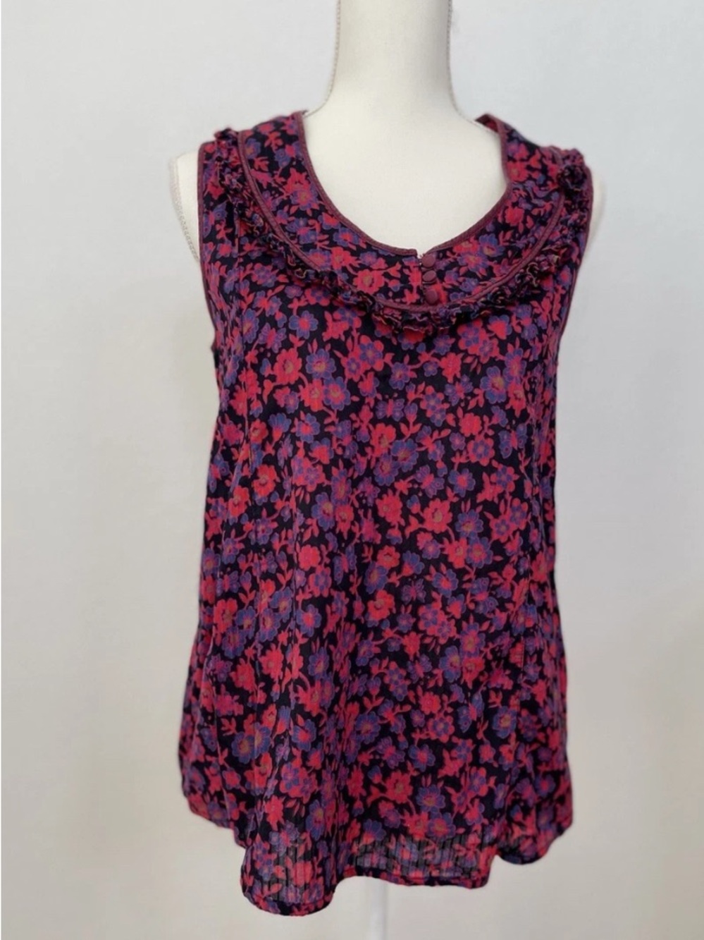 Vintage Marc By Marc Jacob’s With Pink Flowers On Navy Background Size S floral
